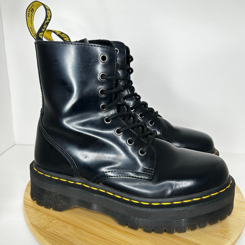 Dr. Martens Black Jadon Platform Combat Boots Smooth Leather Punk Grunge Unisex - Picture 2 of 7